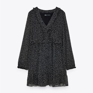 ZARA PRINTED POLKA DOT RUFFLED DRESS